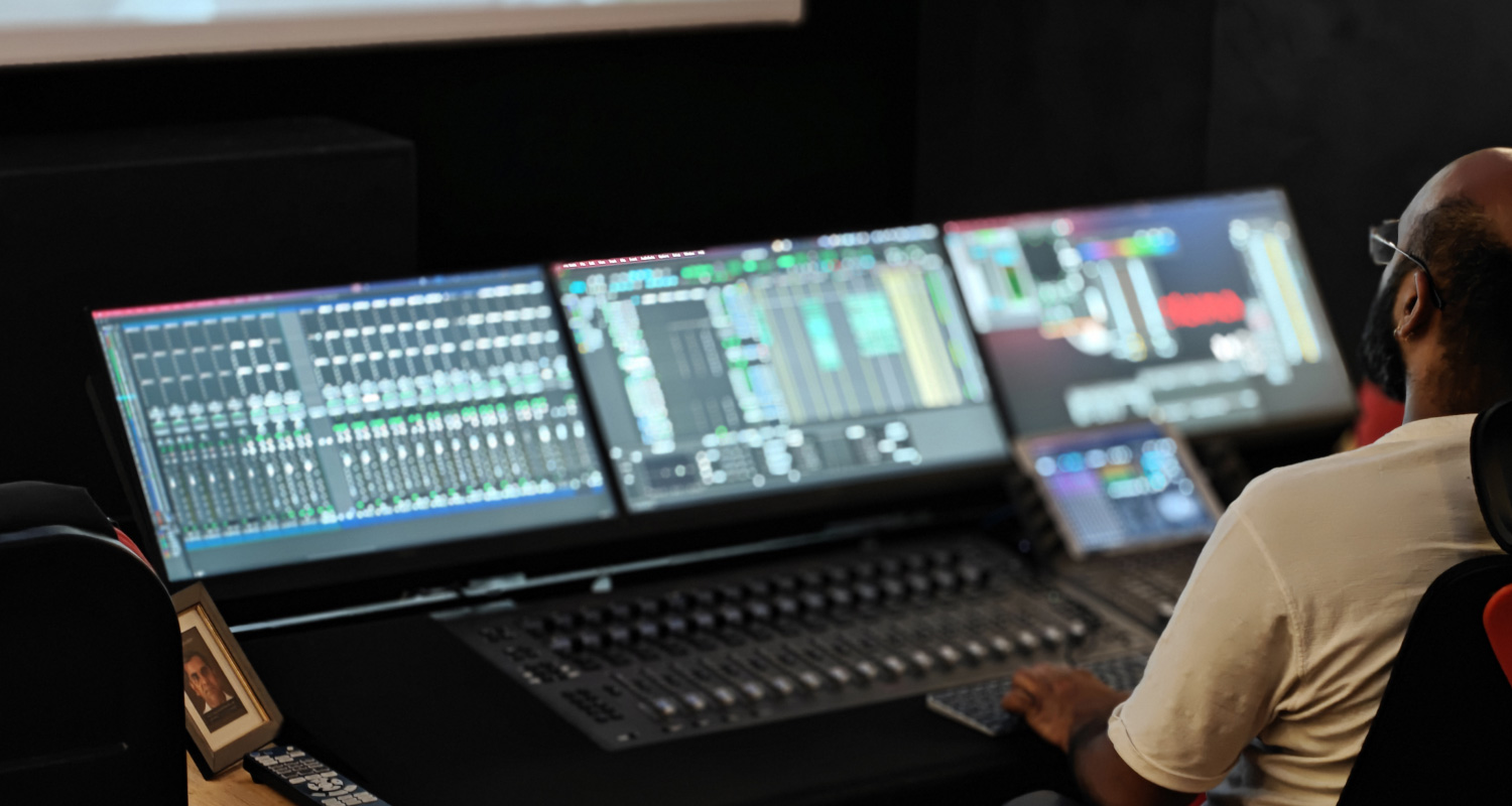 Sound Engineer with 5.1 and stereo mixing devices